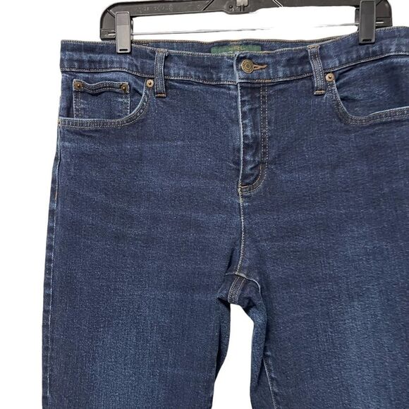 LAUREN RALPH LAUREN High Rise Dark Wash Slim Straight Ankle Jeans 14 - Picture 2 of 6